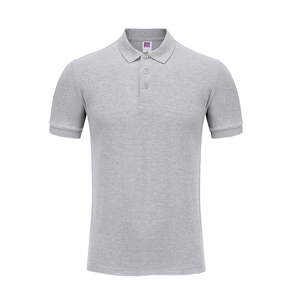 Bestgift Men's Short-Sleeved Cotton Polo Shirt with Lapel Collar Grey XL