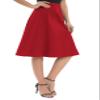Urban CoCo Women's A-Line Elastic High Waist Flare Work Midi Knee Length Stretchy Skirt(XL, Red) view 2