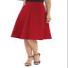Urban CoCo Women's A-Line Elastic High Waist Flare Work Midi Knee Length Stretchy Skirt(XL, Red) view 3