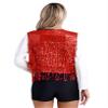 Kvysinly Women's Fringe Sequins Waistcoat Open Front Jacket Sleeveless Coat Glitter Vest Tops Red XX-Large view 2