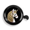 WIRESTER Black Aluminum Round Bike Bell, Classic Ring Bicycle Bell, Bike Accessories Bell Ring for Adults Kids Girls Boys - White Unicorn Head with Gold Mane and Horn view 1