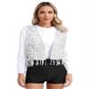 JEYPINMI Women Sequin Fringe Sleeveless Vest Shiny V Neck Open Front Waistcoat Causal Party Dance Clubwear Silver 3X-Large view 1