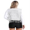 JEYPINMI Women Sequin Fringe Sleeveless Vest Shiny V Neck Open Front Waistcoat Causal Party Dance Clubwear Silver 3X-Large view 2