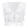 JEYPINMI Women Sequin Fringe Sleeveless Vest Shiny V Neck Open Front Waistcoat Causal Party Dance Clubwear Silver 3X-Large view 3