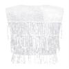 JEYPINMI Women Sequin Fringe Sleeveless Vest Shiny V Neck Open Front Waistcoat Causal Party Dance Clubwear Silver 3X-Large view 4