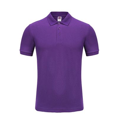 Bestgift Men's Short-Sleeved Cotton Polo Shirt with Lapel Collar Purple M