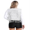 Sywiyi Women's Sequins Fringe Vest V Neck Sleeveless Open Front Waistcoat Party Prom Club Dancewear Silver 3X-Large view 2