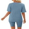 AGSEEM Vacation Outfits For Women 2 Piece Summer High Waist Sweatsuits Set Light Blue M view 3