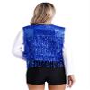 JEYPINMI Women Sequin Fringe Sleeveless Vest Shiny V Neck Open Front Waistcoat Causal Party Dance Clubwear Royal Blue Small view 3