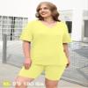 AGSEEM Cute Summer Plus Size Outfits Casual Summer Short Sleeve Sweatsuits Yellow 2XL view 4