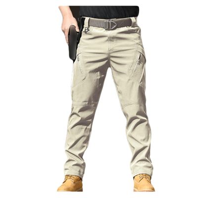 Bestgift Outdoor Pants Casual Straight Leg Cargo Pants Men's Long Pants Khaki IX9 XL