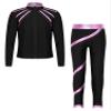 TiaoBug Kids Girls Figure Skating Outfits Roller Ice Skating Practice Training Suit Spiral Jacket Pants Tracksuit Set Pink 14 Years view 1
