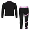 TiaoBug Kids Girls Figure Skating Outfits Roller Ice Skating Practice Training Suit Spiral Jacket Pants Tracksuit Set Pink 14 Years view 2