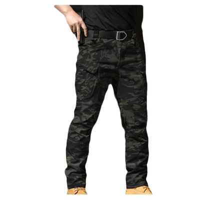 Bestgift Outdoor Pants Casual Straight Leg Cargo Pants Men's Long Pants Camouflage Black 2 IX7 3XL