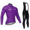 Bestgift Cycling Jerseys Long Sleeve Team Long Sleeve Set Bib Long Pants Purple 3XL view 1