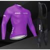 Bestgift Cycling Jerseys Long Sleeve Team Long Sleeve Set Bib Long Pants Purple 3XL view 3