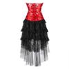Hengzhifeng Women Renaissance Party Print Bustier Corset Top with Tulle Skirt (Large,Red) view 3