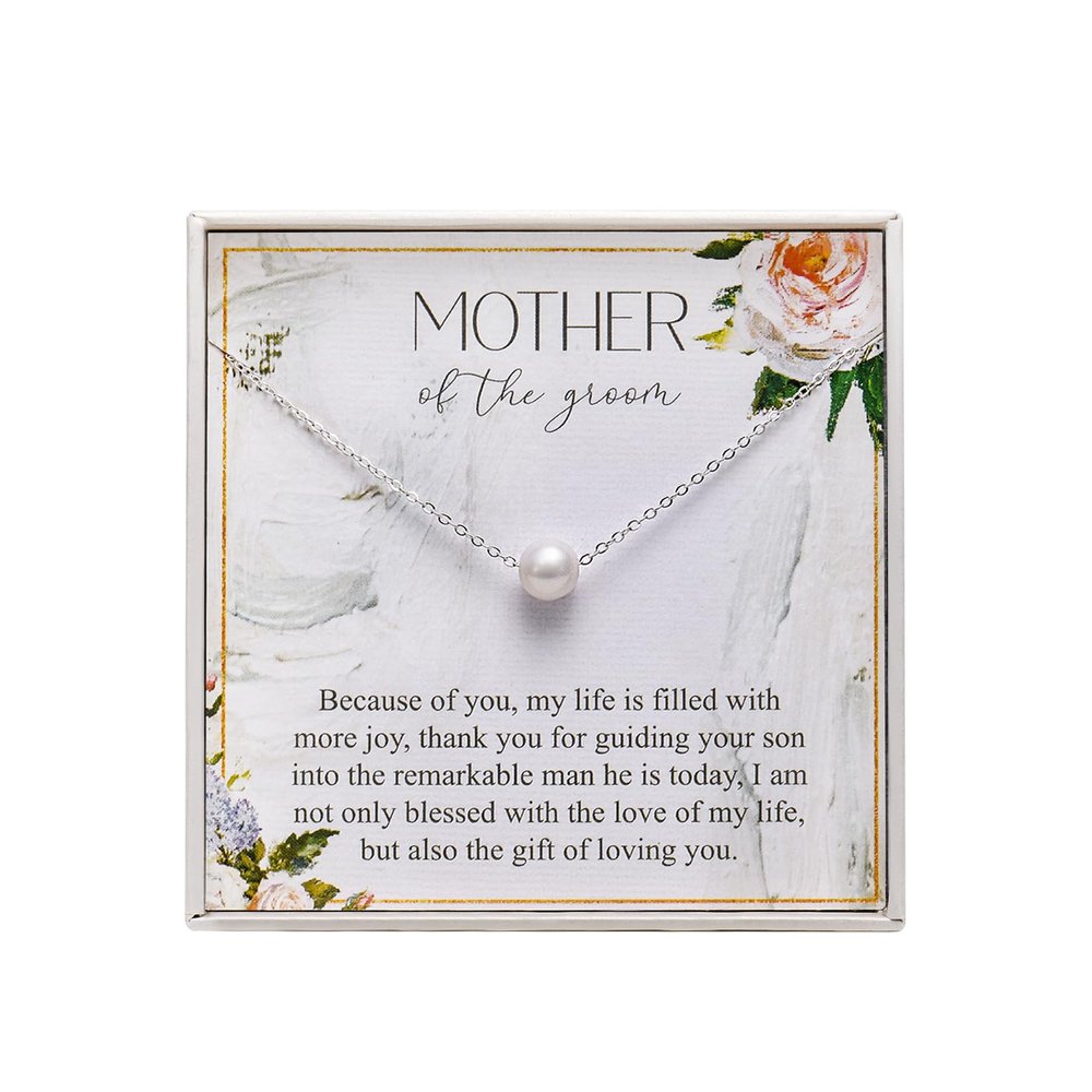 RareLove Mother of The Groom Gifts from Bride, Future Mother in Law Gifts 925 Sterling Silver Simple Pearl Necklace for Women,Gifts for Mother in Law, Wedding Gift from Bride