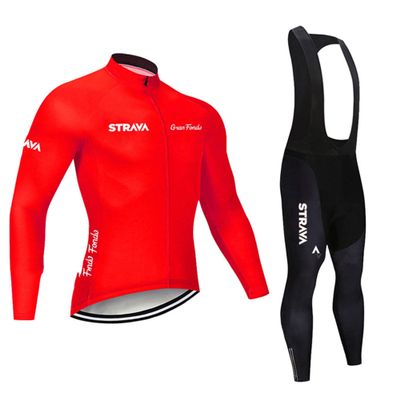 Bestgift Cycling Jerseys Long Sleeve Team Long Sleeve Set Bib Long Pants Red 2XL