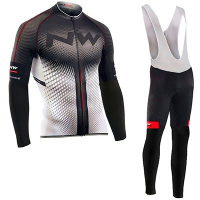 Bestgift Outdoor Cycling Jersey Long Sleeve Set Cycling Jersey Gear black white 2 XL