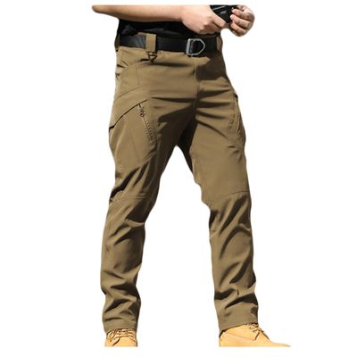 Bestgift Outdoor Pants Casual Straight Leg Cargo Pants Men's Long Pants Brown IX9 S