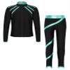 Huimingda Kids Girls Figure Skating Outfit Shiny Ice Skating Jacket with Athletic Leggings Sets Performance Dancewear Blue Green 8 Years