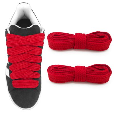 UamGlsob 3/4''(2cm) Fat Flat Shoe Laces, 36''-63'' Length Flat Thick Wide Shoelaces, Replacement Laces for Skate Shoes Sneakers (Red, 36"/90cm)