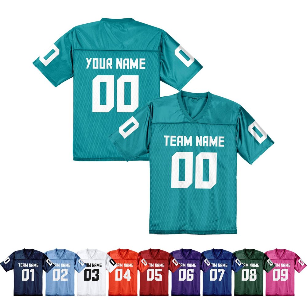 PRFST9 Custom Aqua Green Football Jersey Stitched,Personalized Football Jersey Gift Add Name Number S-7XL Men Women Youth Kid