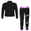 Huimingda Kids Girls Figure Skating Outfit Shiny Ice Skating Jacket with Athletic Leggings Sets Performance Dancewear Purple 16 Years view 2