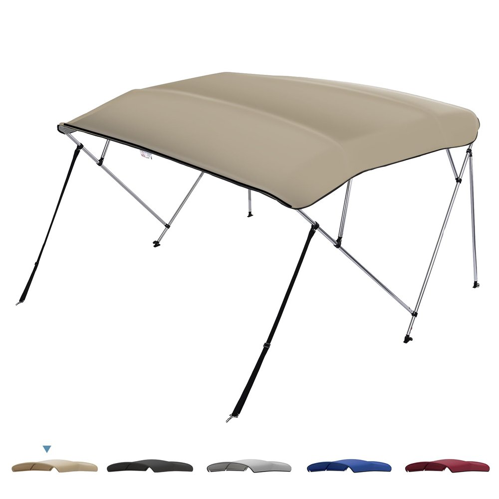 KEMIMOTO Bimini Top for Boat, Bimini Tops Cover 600D Marine Grade Canvas Boat Canopy with 6ft Length 54 in - 96 in Width 46 in Height, Includes Mounting Hardware, Straps Rear Support Poles
