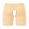 Agoky Women's Lace Trim Boyshort Panties Sissy Lingerie Boxer Briefs Hipster Crotchless Undershorts Nude XX-Large view 4