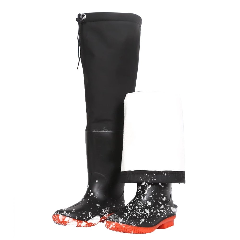 BcoMfy Winter Warm Fishing Hip Waders Boots, Outdoor Fishing Hunting Non-Slip Hip Waders Boots, 60cm/23.6in (Color : Black, Size : 9)