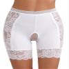 Agoky Women's Lace Trim Boyshort Panties Sissy Lingerie Boxer Briefs Hipster Crotchless Undershorts White Large view 1