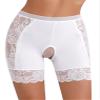 Agoky Women's Lace Trim Boyshort Panties Sissy Lingerie Boxer Briefs Hipster Crotchless Undershorts White Large view 2