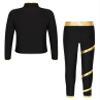 Huimingda Kids Girls Figure Skating Outfit Shiny Ice Skating Jacket with Athletic Leggings Sets Performance Dancewear Gold 6 Years view 3