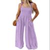 Dokotoo Womens Casual Loose Overalls One Piece Sleeveless Jumpsuits for Women Stretchy Wide Leg Long Pant Rompers Jumpsuit with Pockets Small Purple