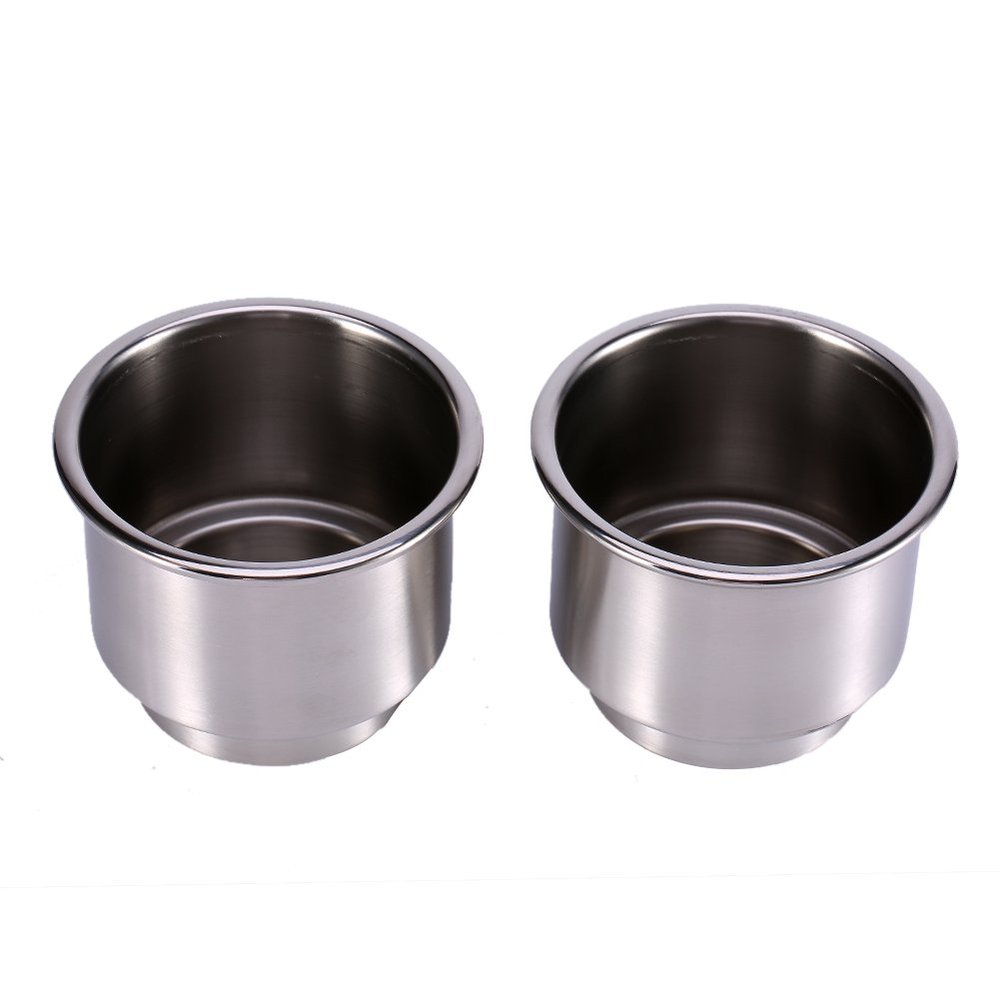 2Pcs Stainless Steel Cup Drink Bottle Holder Silver For Marine Boat Yacht RV Camper - Rust-Resistant and Versatile Beverage Storage