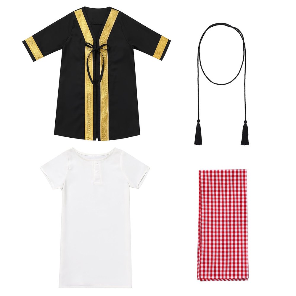 Abaya for Boy's Muslim Thobe: Newborn Baby Boys Muslim Ramadan Abayas Shirts Dress Long Sleeve Abaya Head Scarf Sets Eid Prayer Kaftan Dubai Islamic Outfits for Kid Arabic Thobe Black 3-6 Months