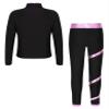 Huimingda Kids Girls Figure Skating Outfit Shiny Ice Skating Jacket with Athletic Leggings Sets Performance Dancewear Pink 16 Years view 2