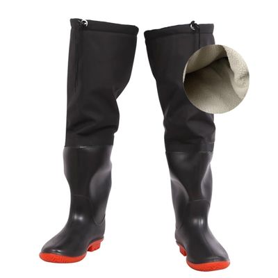 BcoMfy 60cm/23.6in Warm Knee High Hip Waders Men's And Women's Outdoor Fishing Hunting Camping PVC Boots (Color : Black, Size : 8.5)