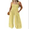 Dokotoo Womens Casual Loose Overalls One Piece Sleeveless Jumpsuits for Women Stretchy Wide Leg Long Pant Rompers Jumpsuit with Pockets 2026 Fashion Small Yellow
