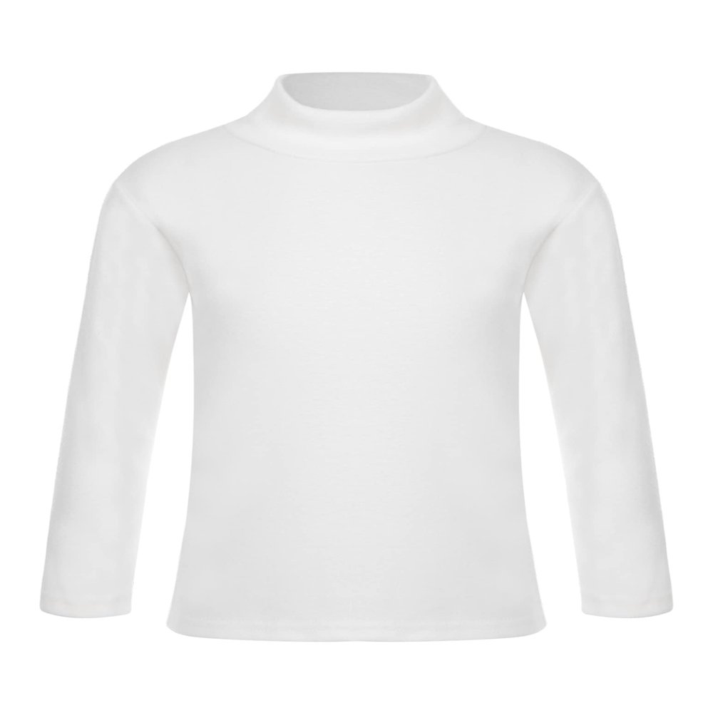 Shinsto Kids Boys Girls Turtleneck Long Sleeve Shirt Winter Autumn Thermal Underwear Tops Casual T-Shirts White 5-6 Years