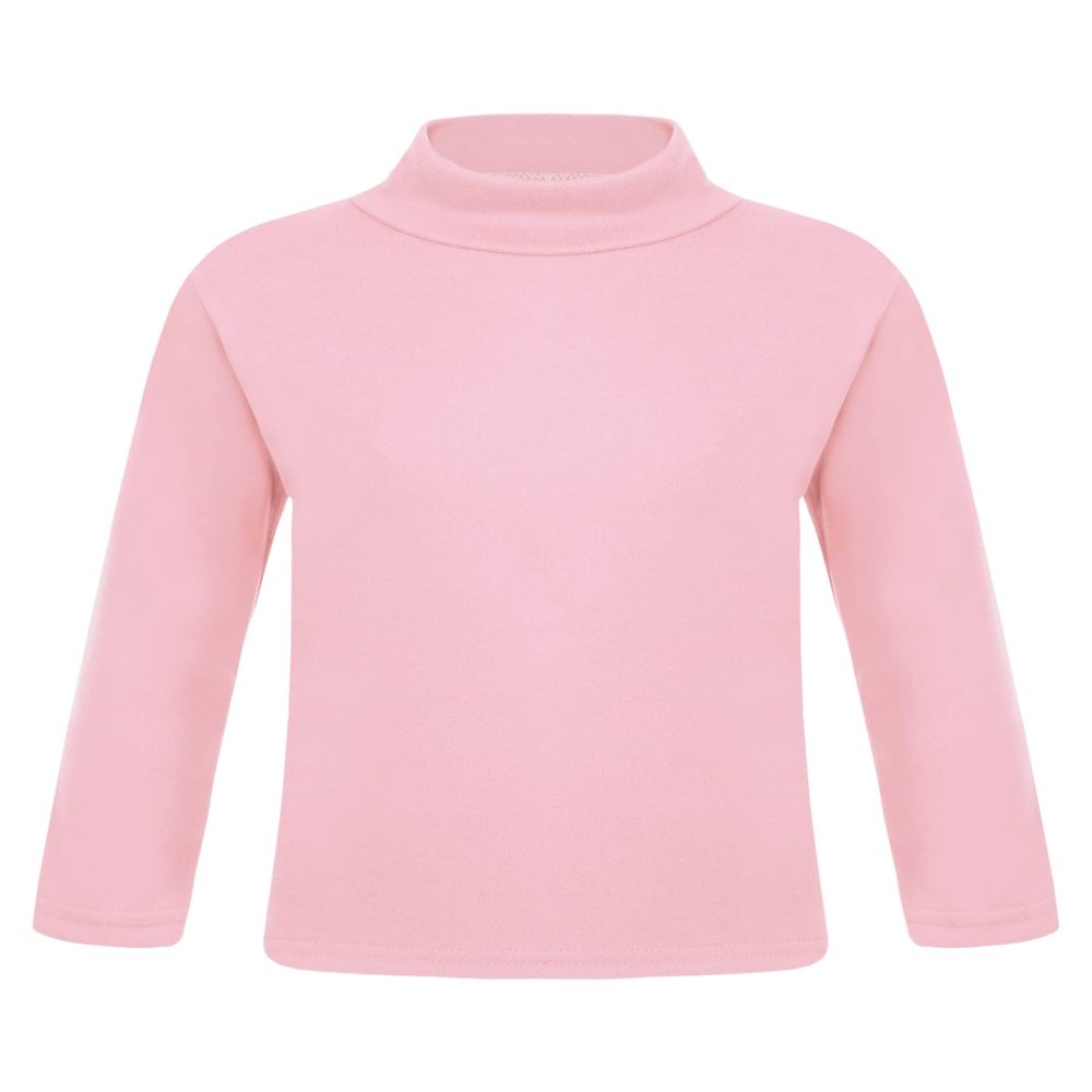 Shinsto Kids Boys Girls Turtleneck Long Sleeve Shirt Winter Autumn Thermal Underwear Tops Casual T-Shirts Pink 11-12 Years