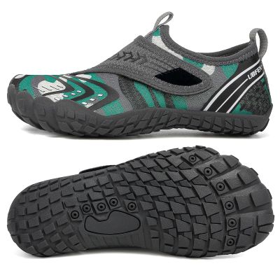UBFEN Kids Water Shoes Aqua Socks for Boys Girls Barefoot Beach Pool Sports Quick Dry Toddlers Little Big Kid Non-Slip Lightweight Swim Shoes F Green 13 Little Kid