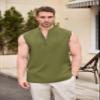 COOFANDY Sleeveless Button Up Shirt for Men Beach Casual Tank Tops Summer Henley Tank Shirts Fashion Tunic Army Green view 2
