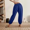 BigkiTchen Women's Athletic Sweatpants Long Pants Athletic Joggers Pants High Waisted Solid Wide Leg Trousers Cargo Pants Dark Blue view 2
