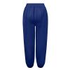 BigkiTchen Women's Athletic Sweatpants Long Pants Athletic Joggers Pants High Waisted Solid Wide Leg Trousers Cargo Pants Dark Blue view 4