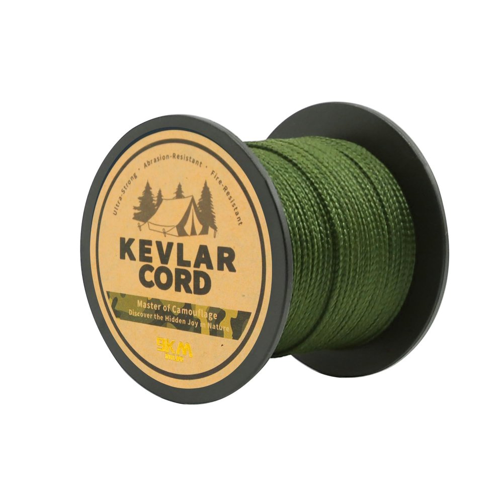 9KM DWLIFE Camo Green Kevlar Cord, 400lb 200ft High Strength, Ultralight, Abrasion Resistance for Trip Wire, Saw, Model Rocket, Hammock Tarp Ridgeline, Tactical Survival for Outdoor