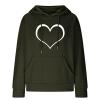 Womens Waffle Hoodies Valentine's Day Sweatshirt Casual Fashion Tops Long Sleeve Pullover Comfy Heart Print Sweaters Army Green view 4