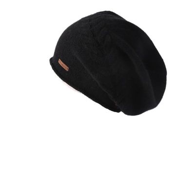 100% Cashmere Beanies Hat for Women Winter Knitted Solid Twist Warm Soft Slouchy Headgears Hats Ear Protect Skullies Bonnet (Color : Black, Size : One Size)